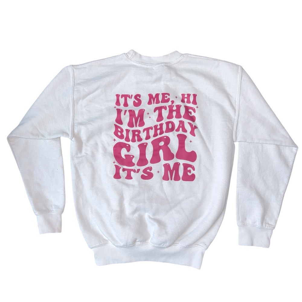 Custom Made White Birthday Girl Sweatshirt